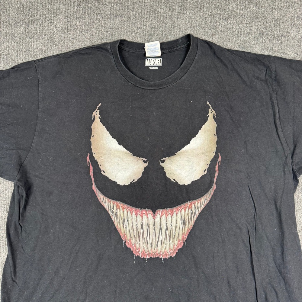 Marvel T-Shirt Mens Size 2XL Black Venom Graphic Face Print Ring Spun Cotton Tee